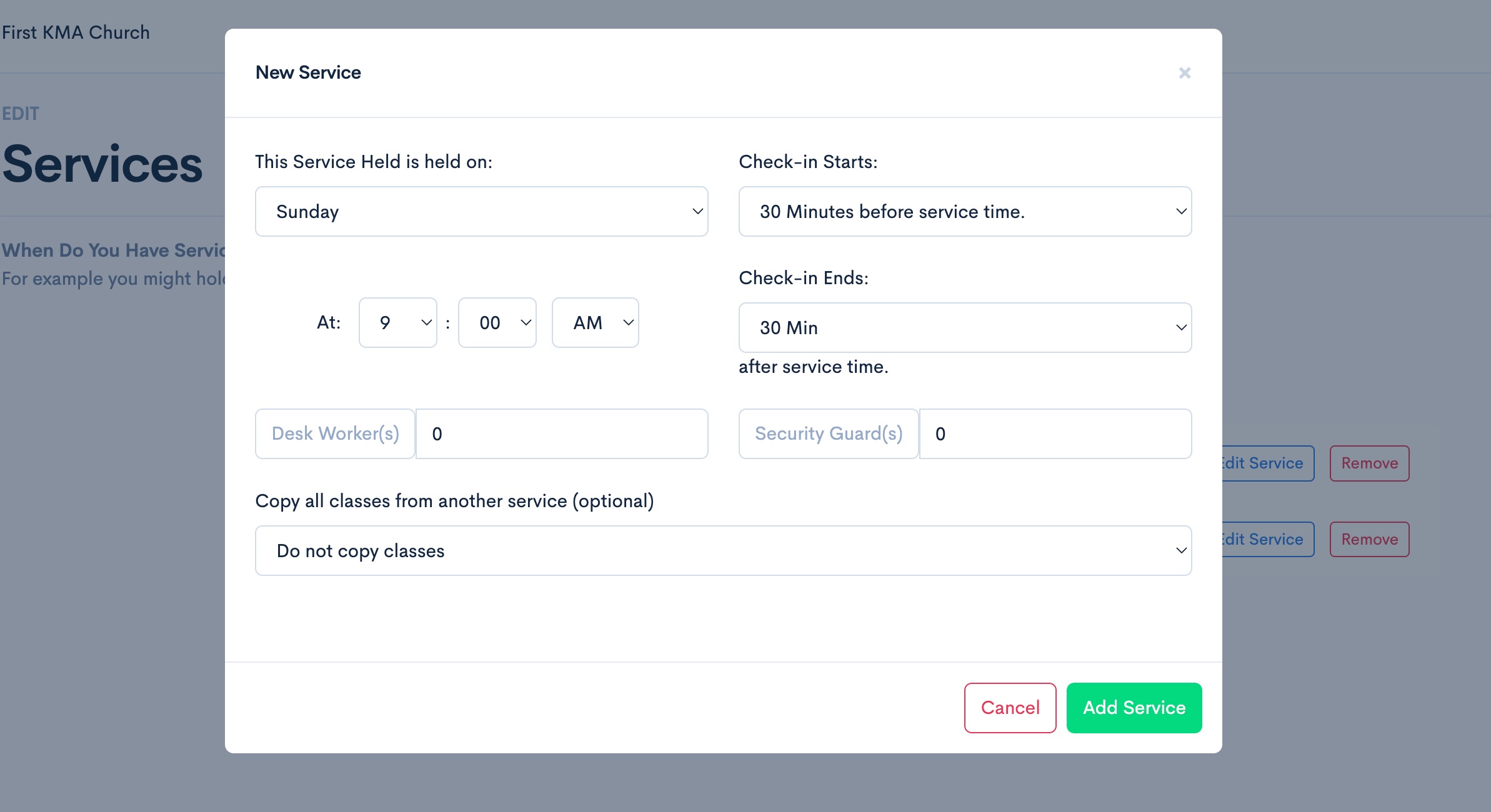 Services copy classes